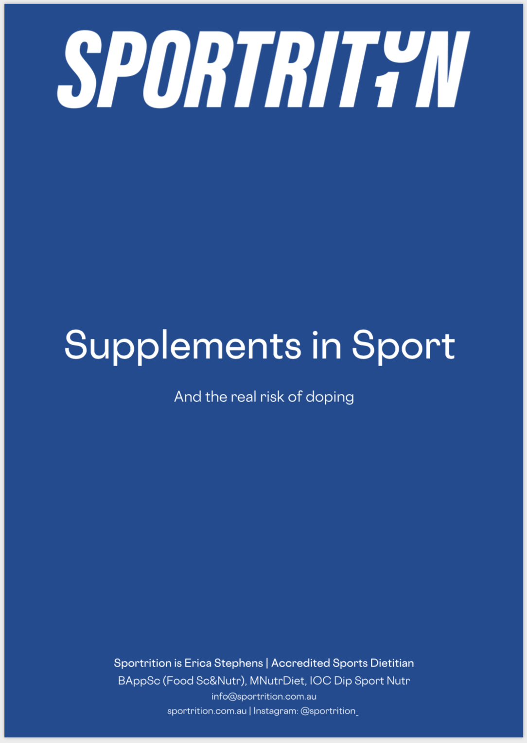 Supplements in Sport: and the real risk of doping