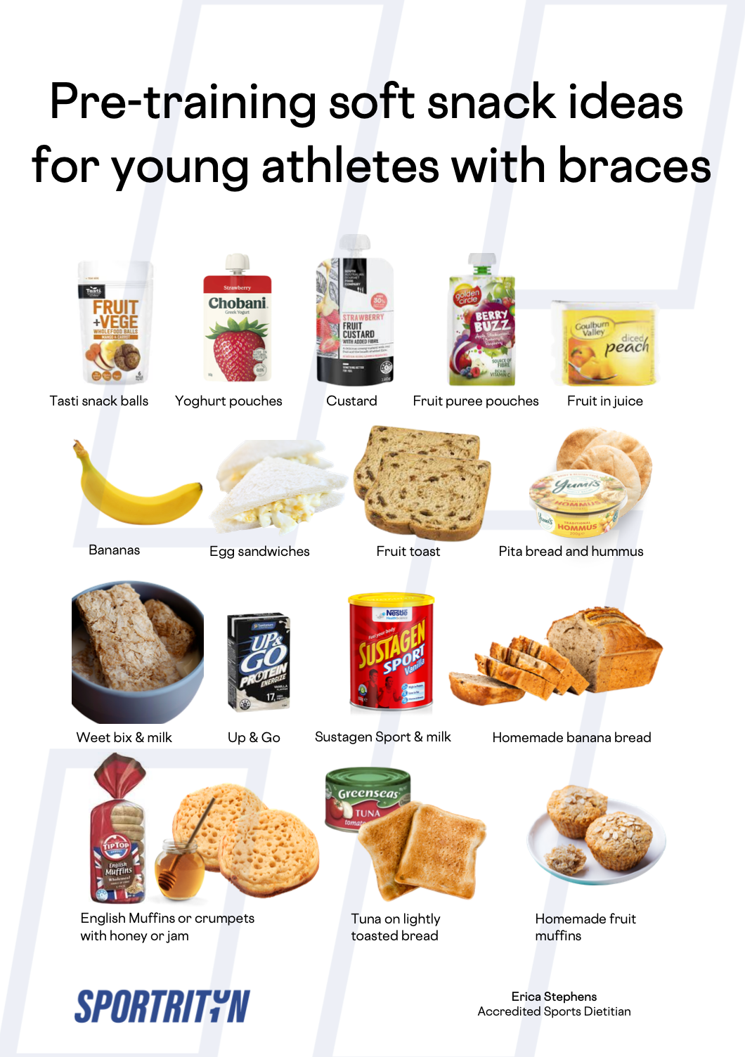 Pre-training soft food snack ideas for young athletes with braces